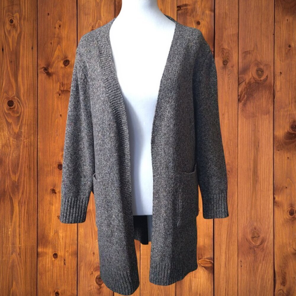 DESTIJL Collection Size FREE Brown Open Front Cardigan Sweater Pockets Classic